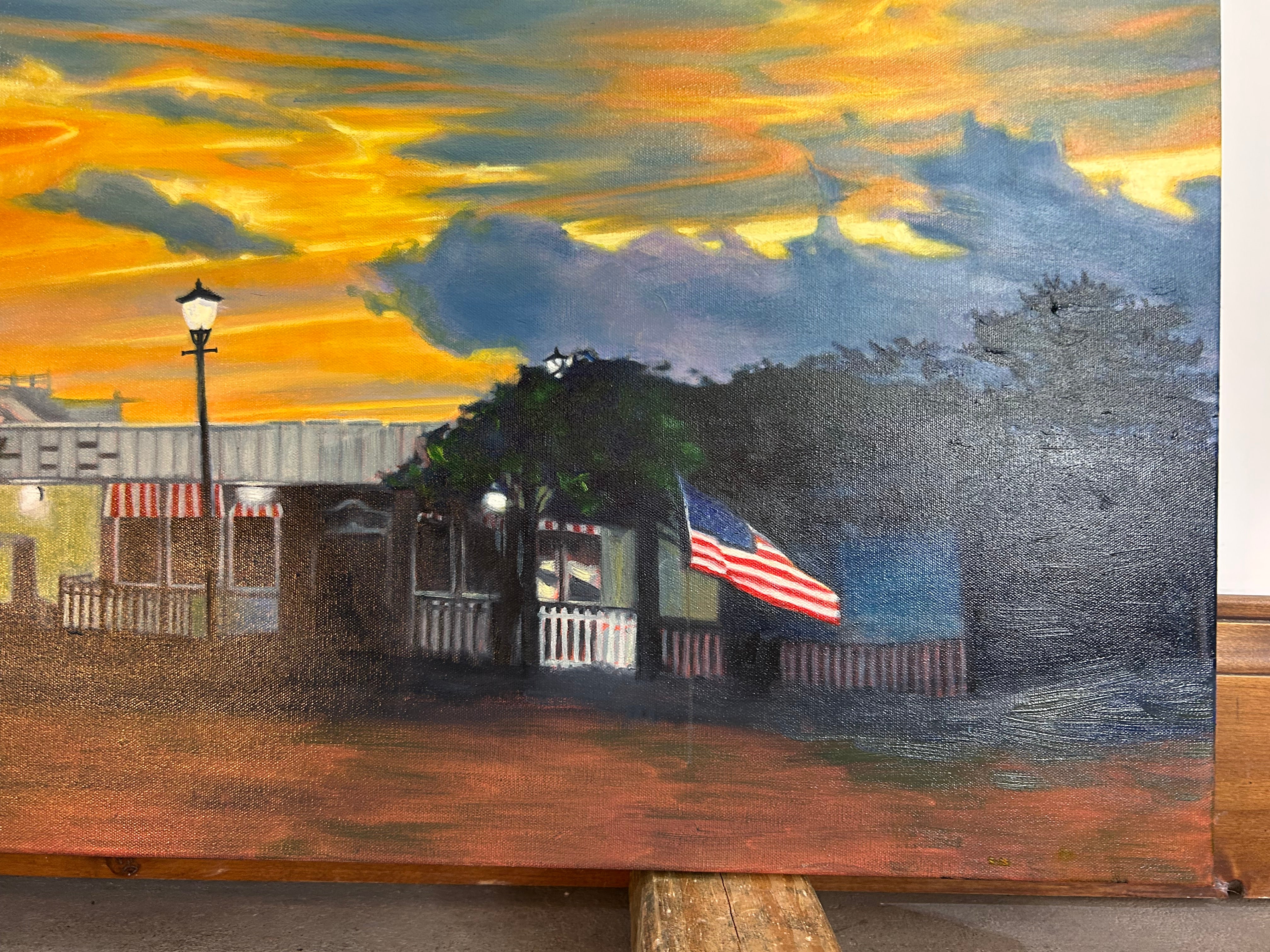 Sunny Gibbons Original Art, "Beach House USA", Oil On Canvas, New Work
