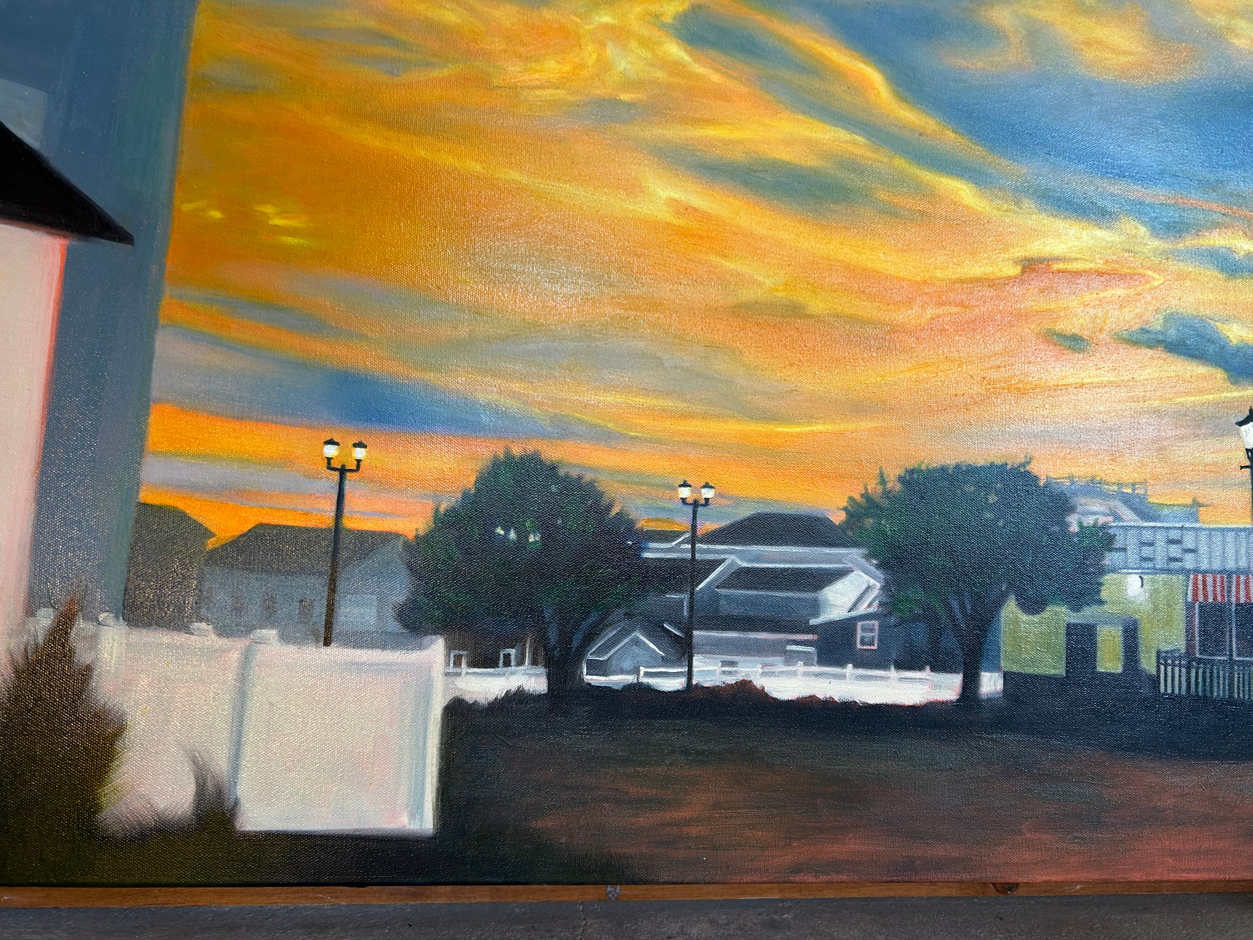 Sunny Gibbons Original Art, "Beach House USA", Oil On Canvas, New Work
