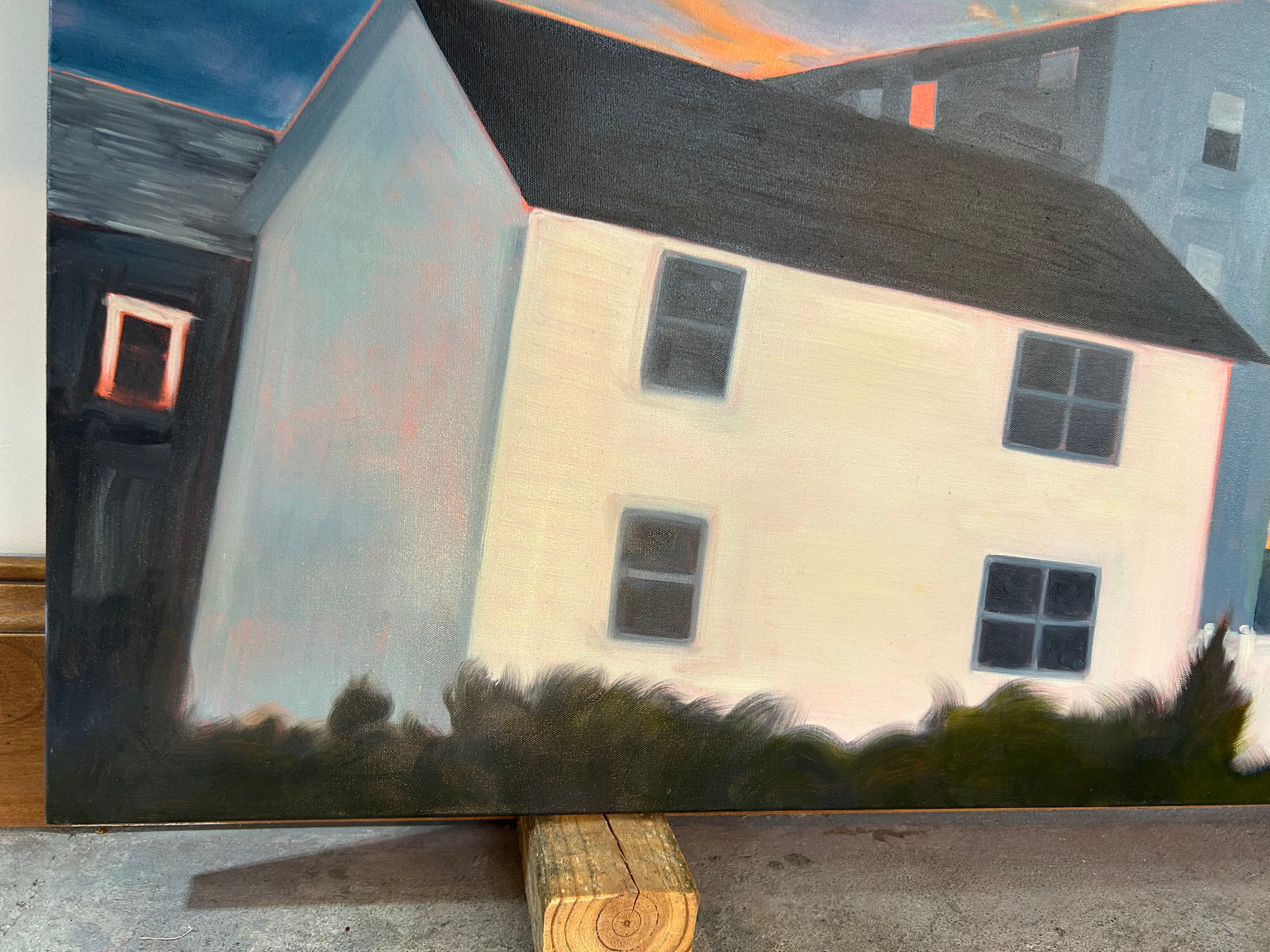 Sunny Gibbons Original Art, "Beach House USA", Oil On Canvas, New Work