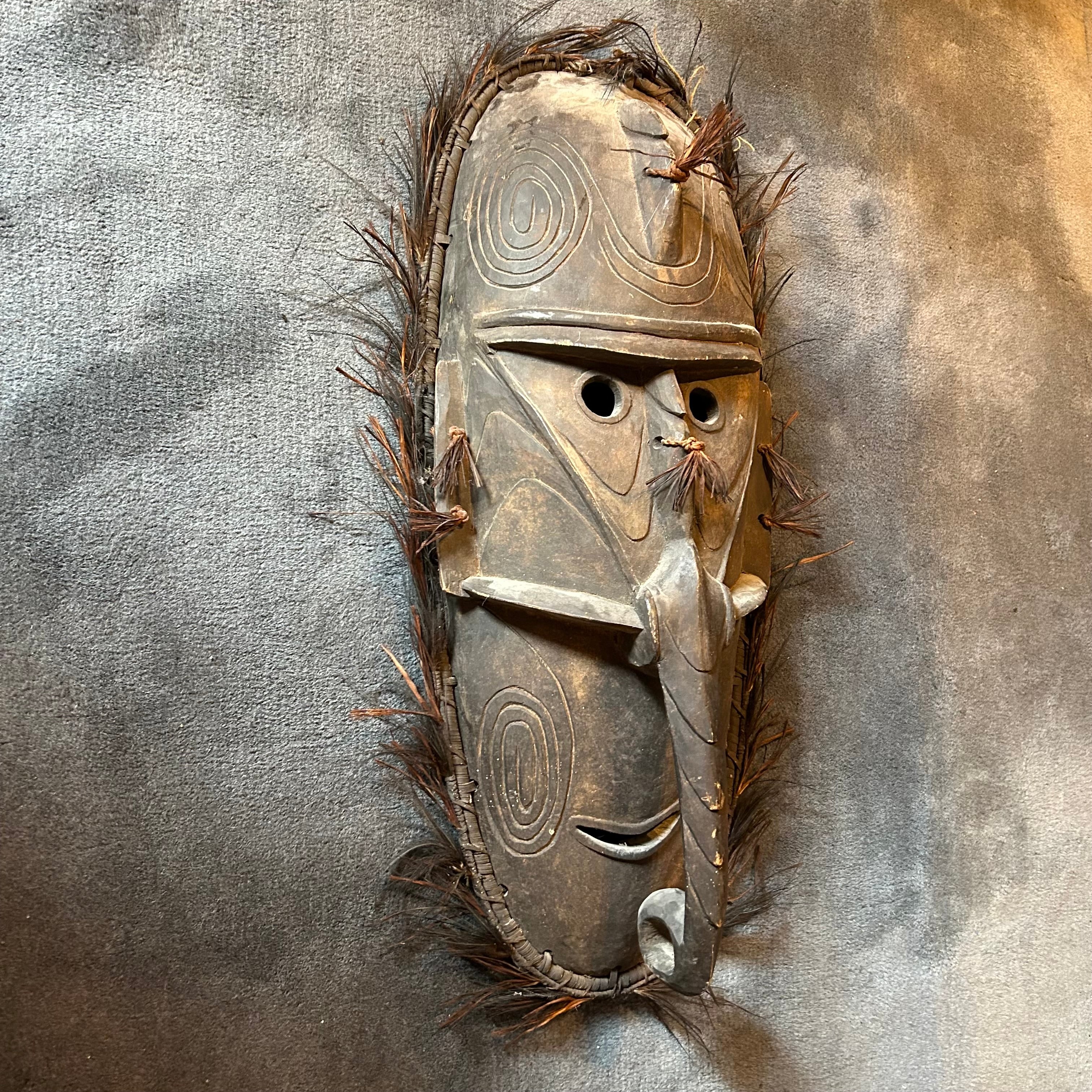 Coastal Islands Tribal Mask, Hand Carved Wood, Tribal