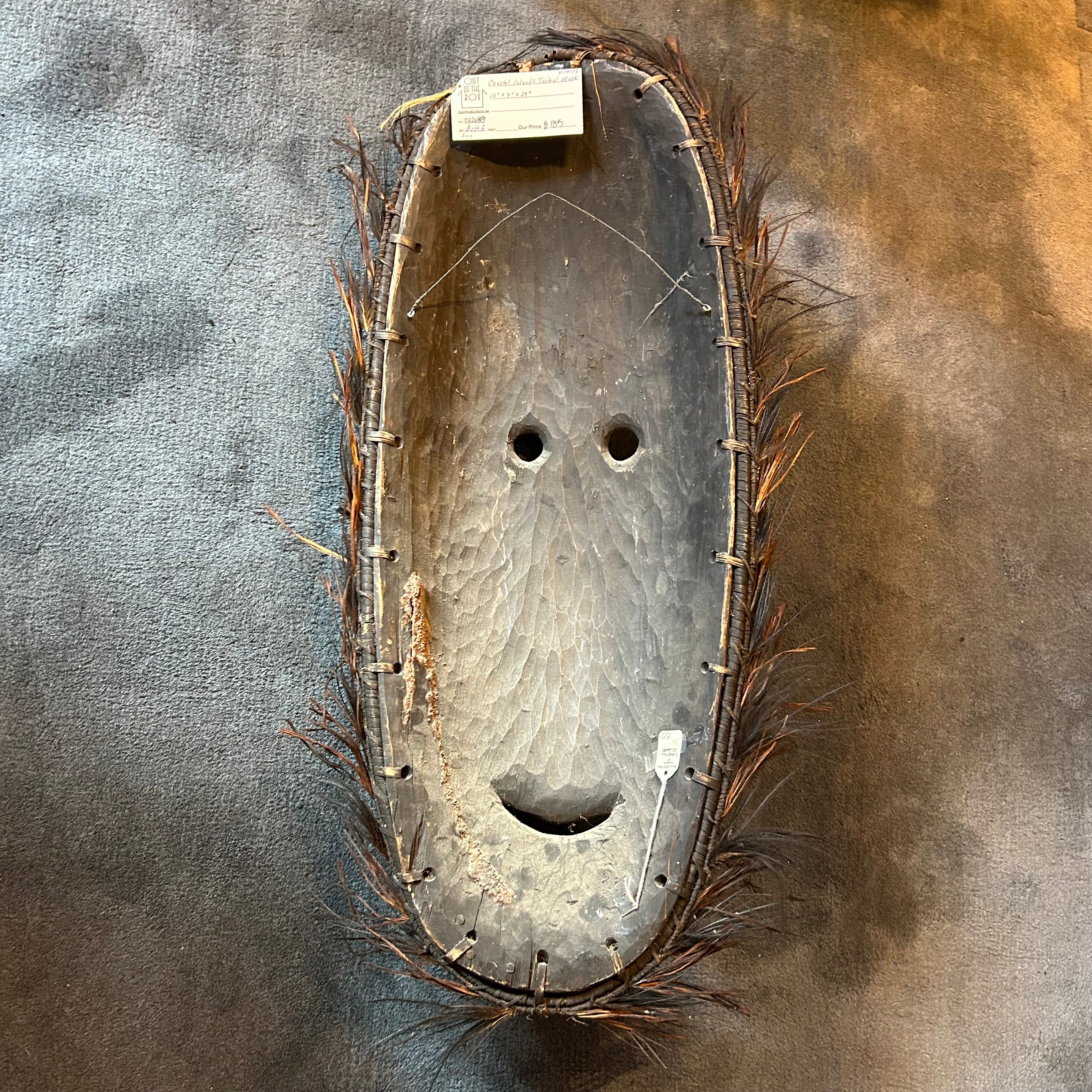Coastal Islands Tribal Mask, Hand Carved Wood, Tribal