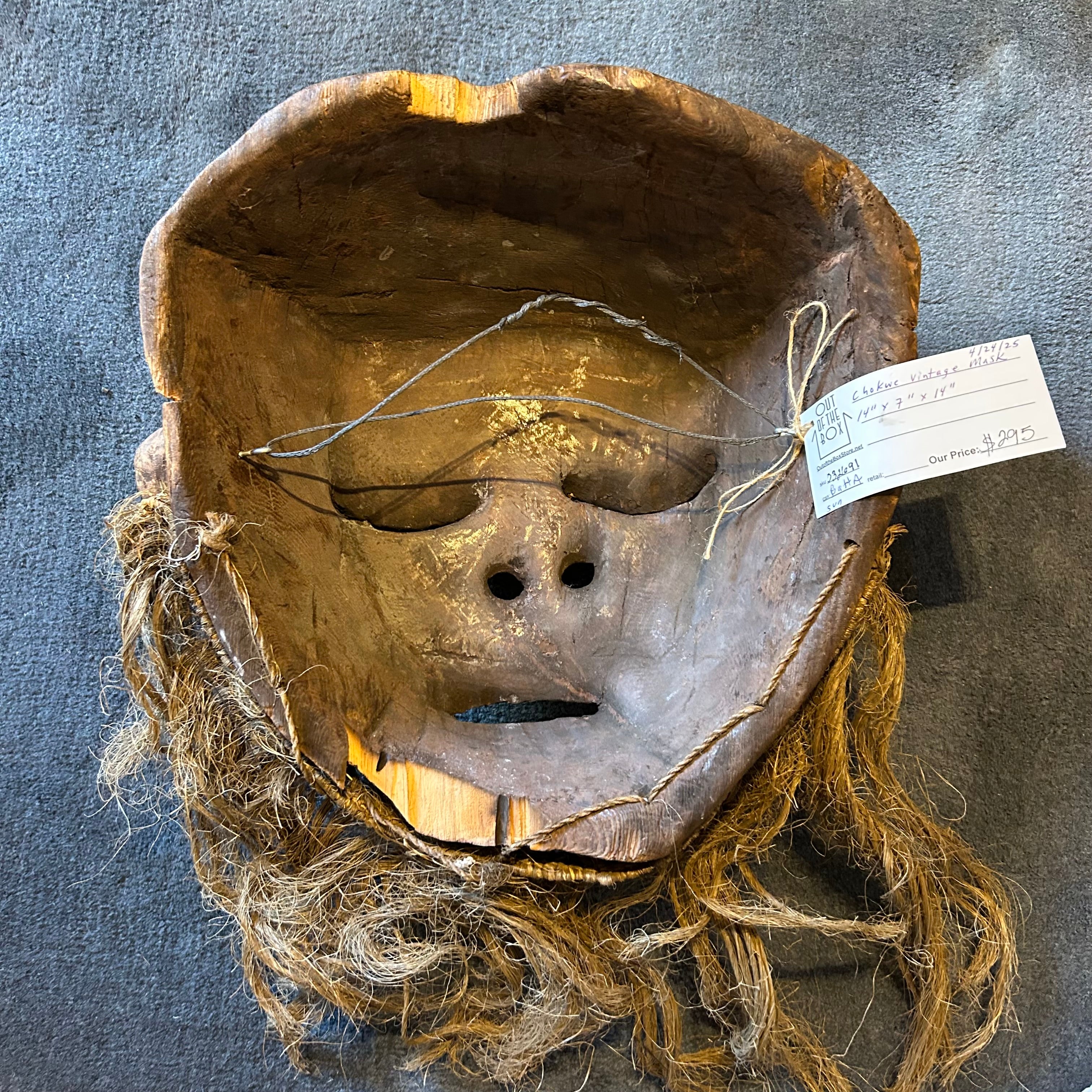 Chokwe Vintage Mask, Hand Carved, Wood, Beard