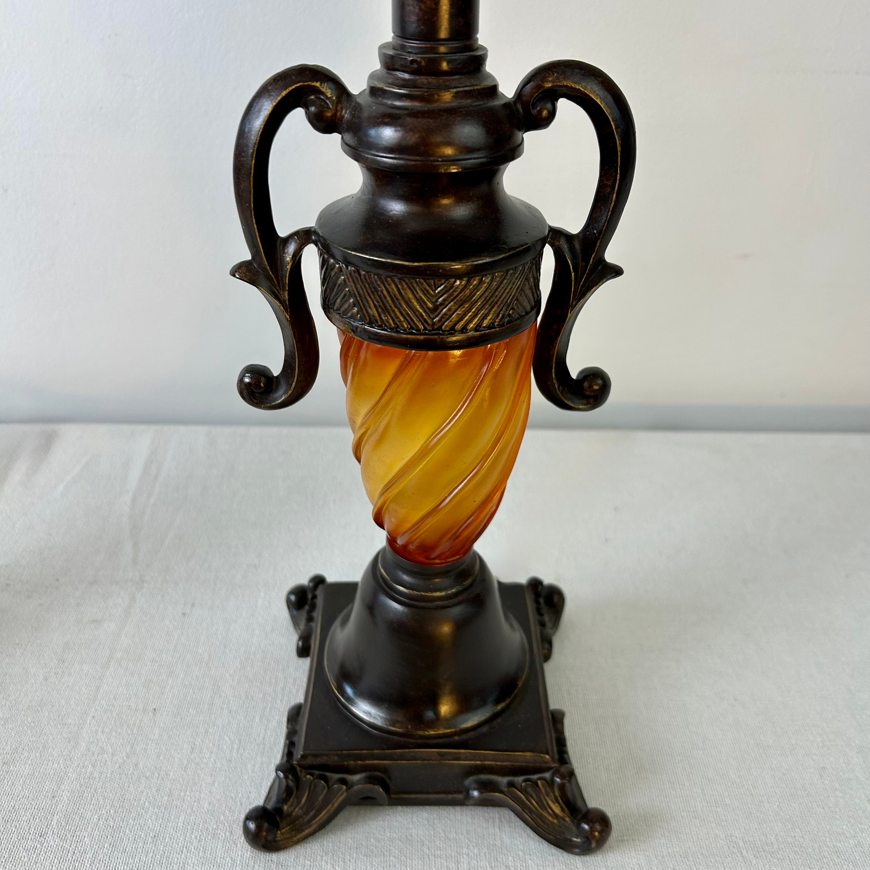 Pair of Buffet Lamps Resin and Metal Base with Fabric Bell Shades, sku: 032941