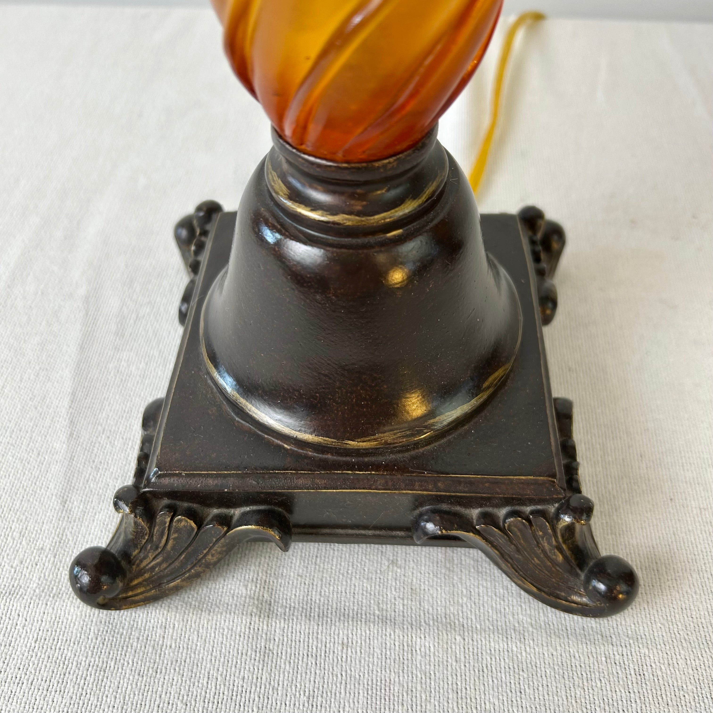 Pair of Buffet Lamps Resin and Metal Base with Fabric Bell Shades, sku: 032941