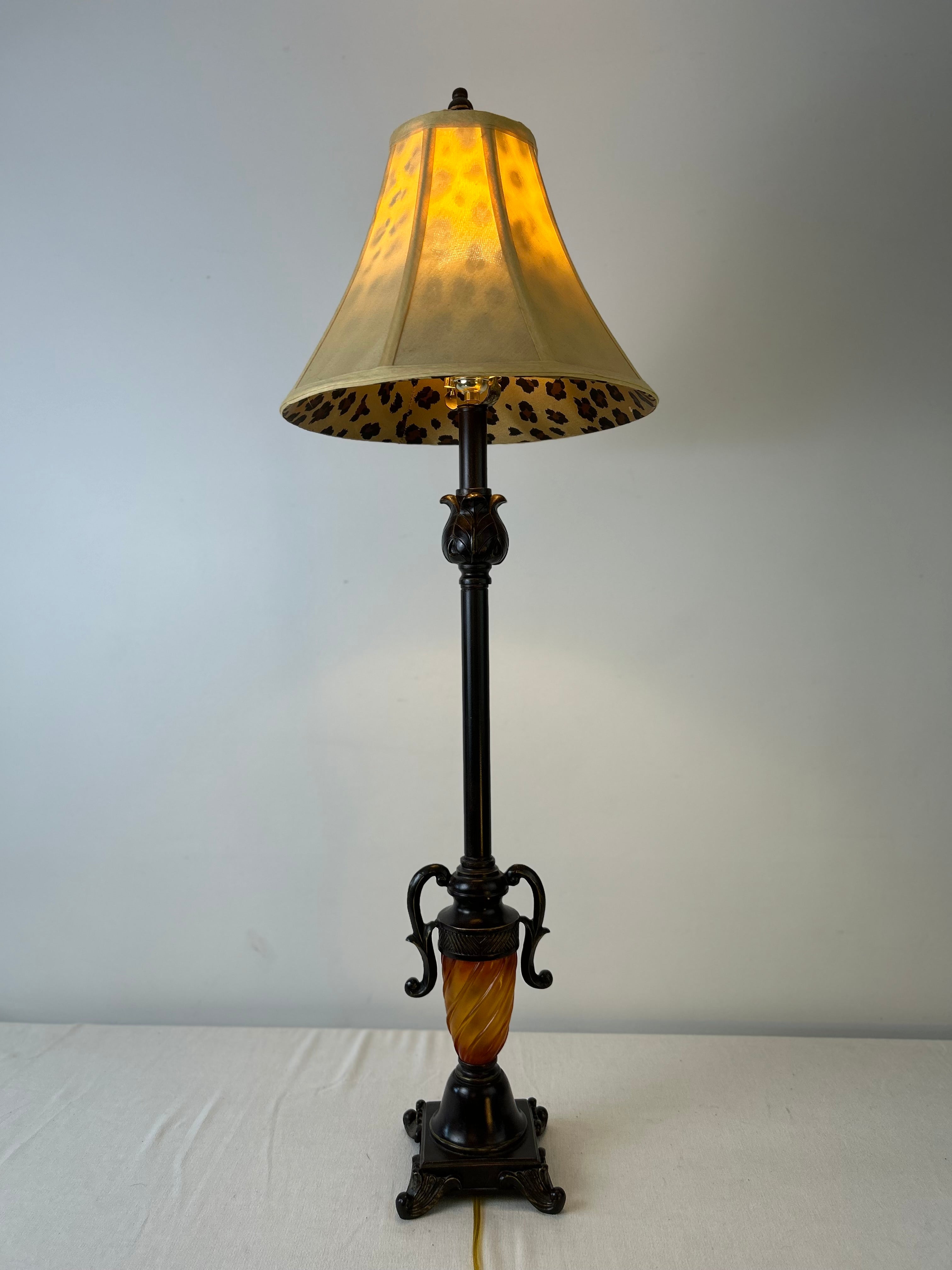 Pair of Buffet Lamps Resin and Metal Base with Fabric Bell Shades, sku: 032941