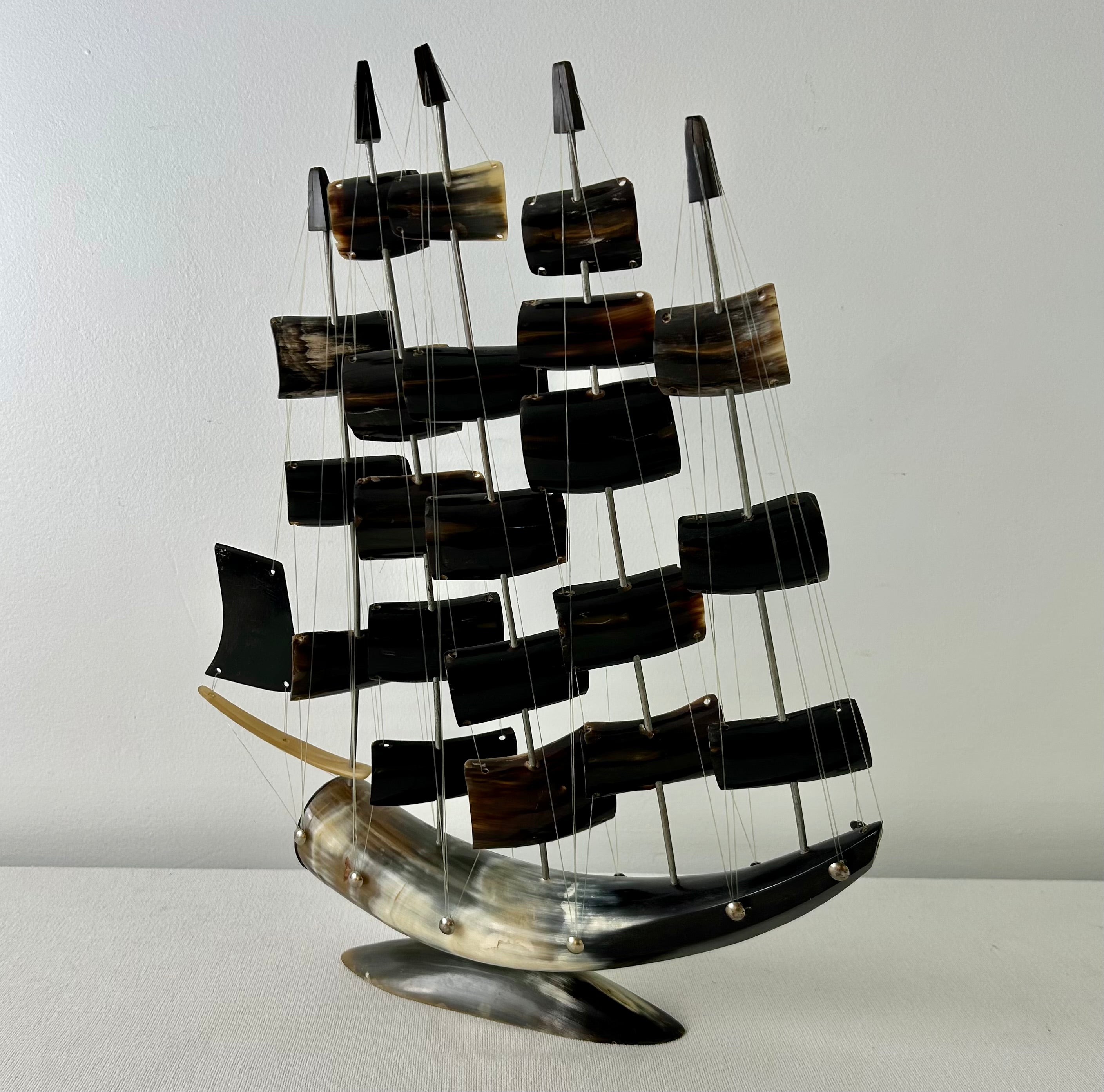 Handcrafted Horn Sailing Ship, sku: 032953