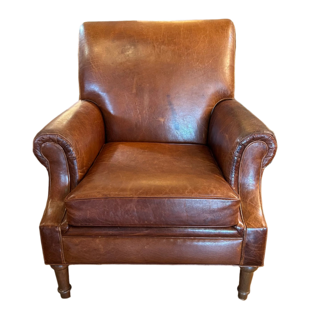 Leather Club Chair, Rolled Arms and Back, sku: 032955