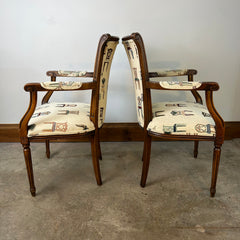 Pair of Accent Chairs, Louis XVI, "Chair" Motif on Upholstery, Sku: 032961