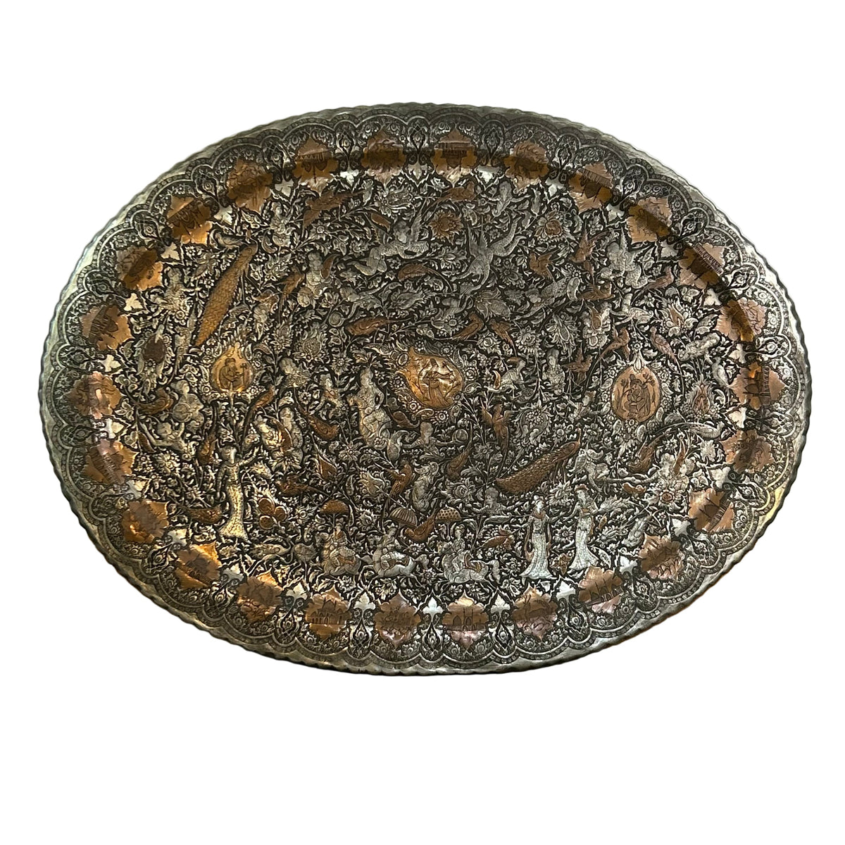 Oval Copper Base Wall Decor with Hammered Detail