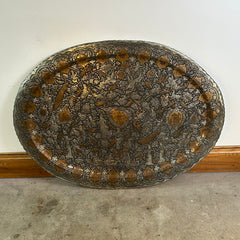 Oval Copper Base Wall Decor with Hammered Detail