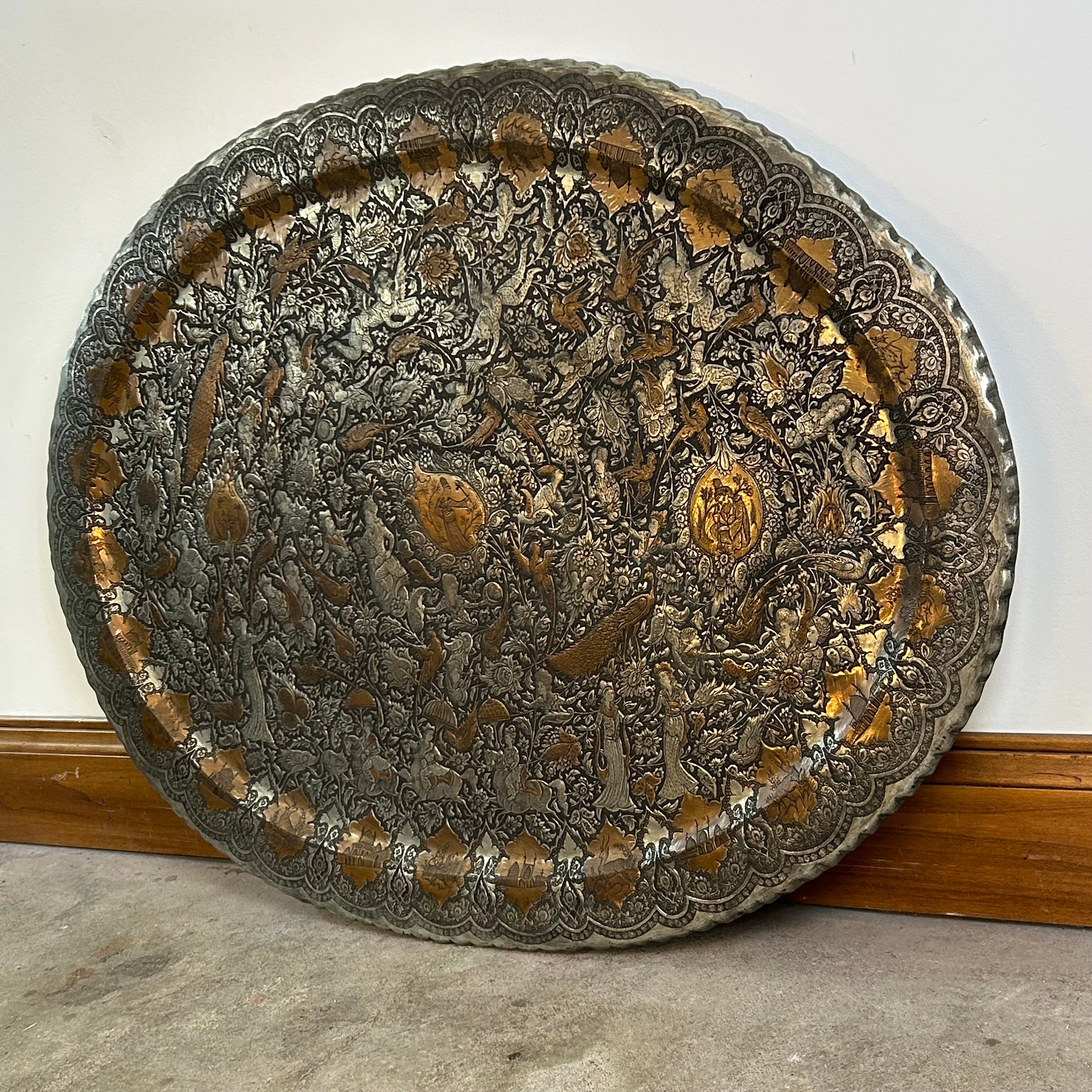Oval Copper Base Wall Decor with Hammered Detail