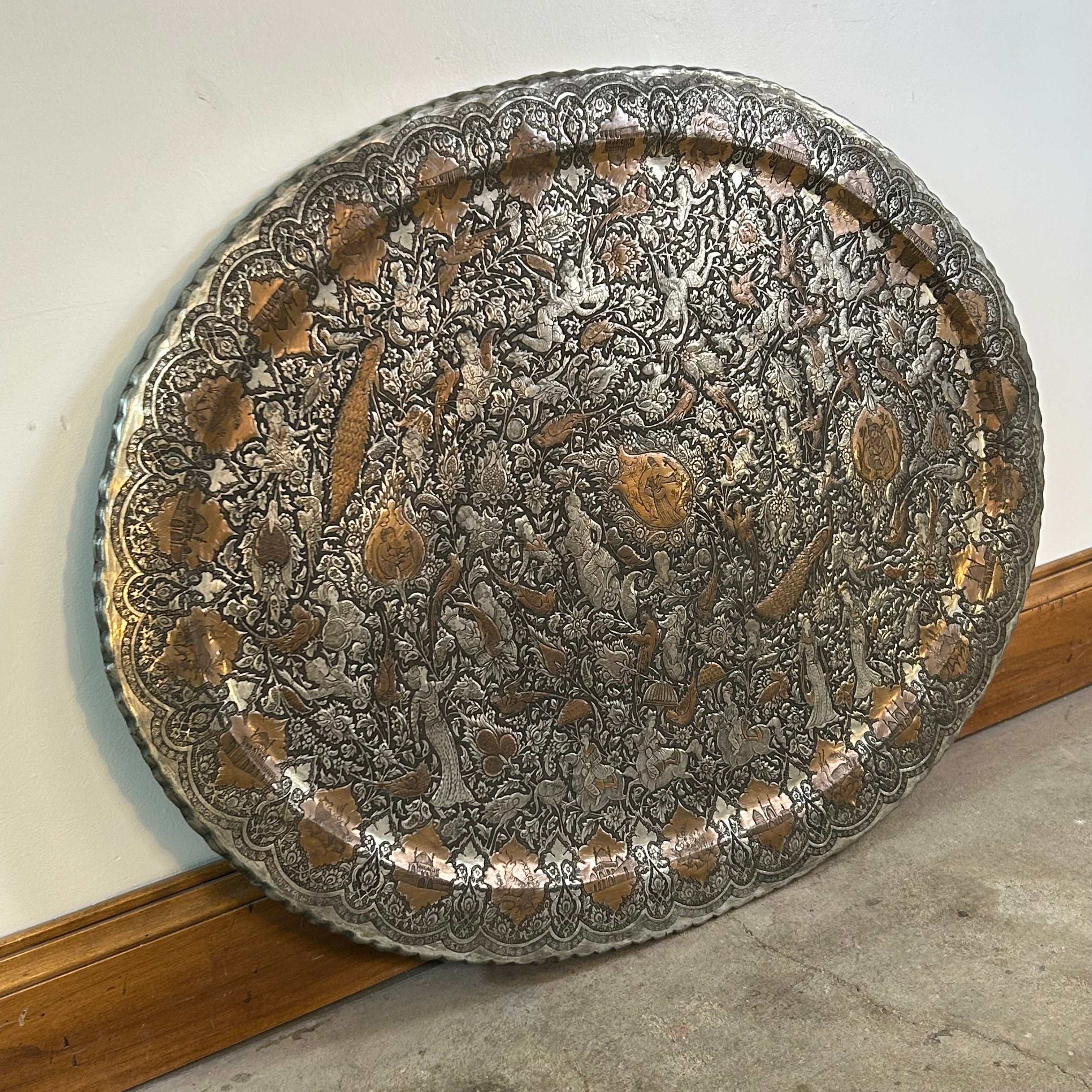 Oval Copper Base Wall Decor with Hammered Detail