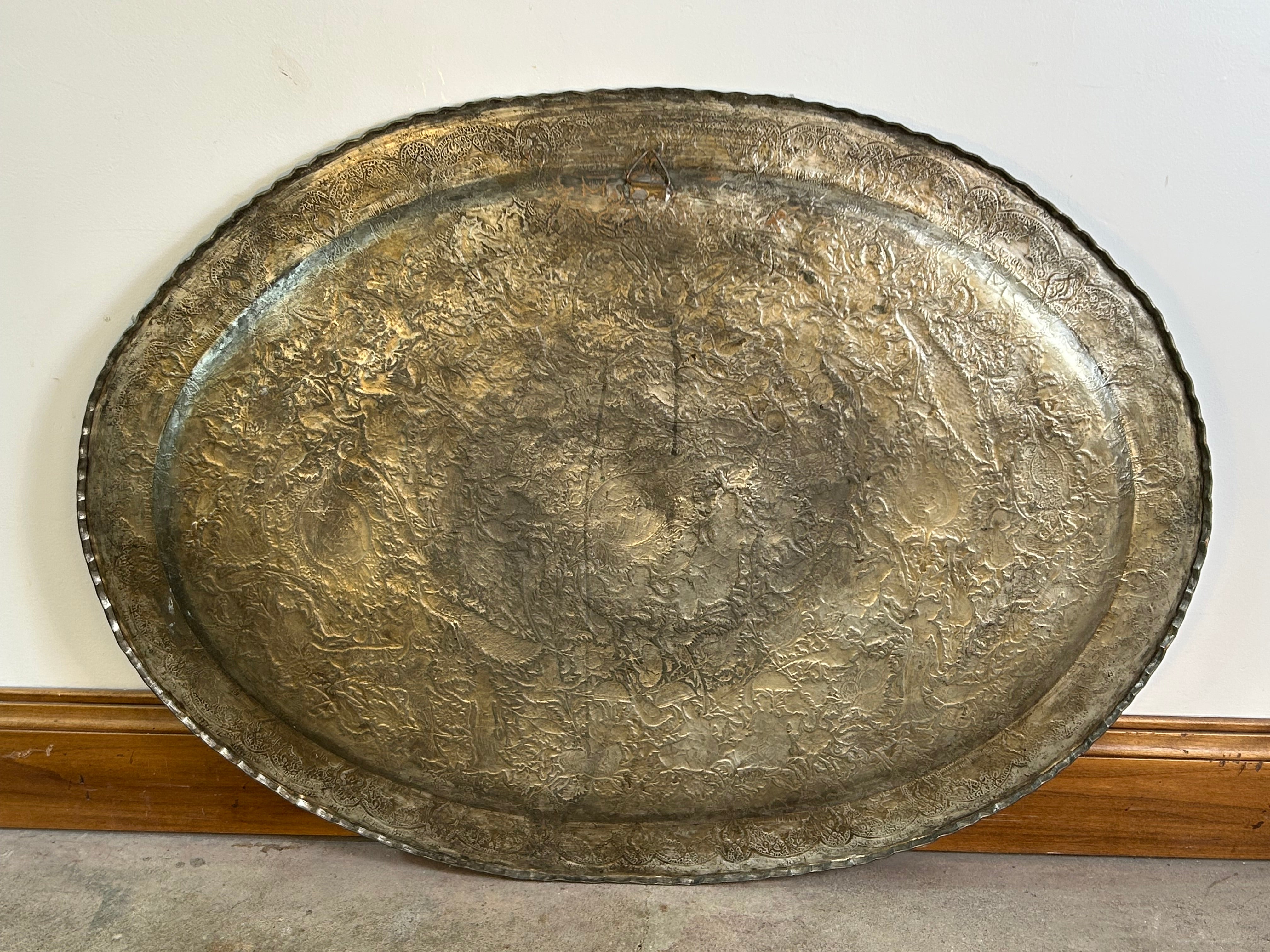 Oval Copper Base Wall Decor with Hammered Detail