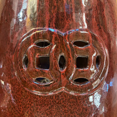 Ceramic Garden Stool, Dark Red, Asian, Sku: 033172