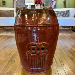 Ceramic Garden Stool, Dark Red, Asian, Sku: 033172