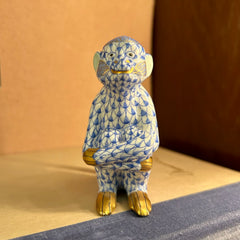 Herend Kneeling Monkey, Hard Paste Porcelain, Hand Painted, Hungarian, Sku: 033155