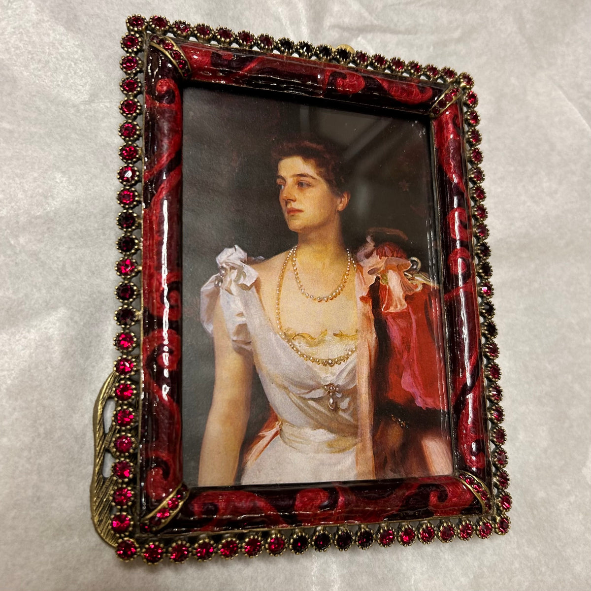 Jay Strongwater Custom Frame, Red Crystals, Dark Brass and Enamel Frame, Sku: 033159