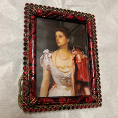 Jay Strongwater Custom Frame, Red Crystals, Dark Brass and Enamel Frame, Sku: 033159