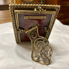 Jay Strongwater Custom Frame, Red Crystals, Dark Brass and Enamel Frame, Sku: 033159