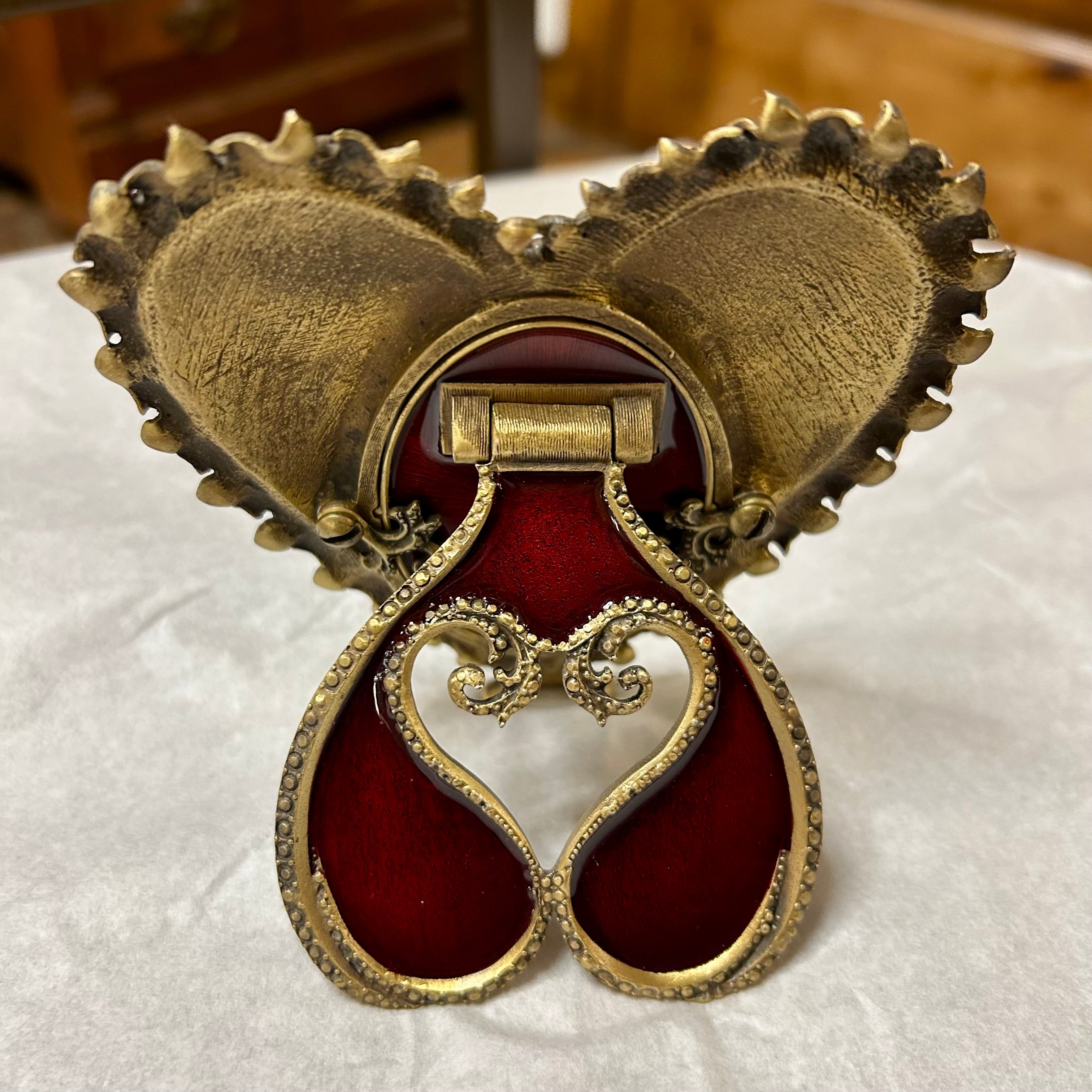Jay Strongwater Petite Picture Frame, Easel Back, Heart Shaped, Brass, Enamel, Crystals, Sku: 033162