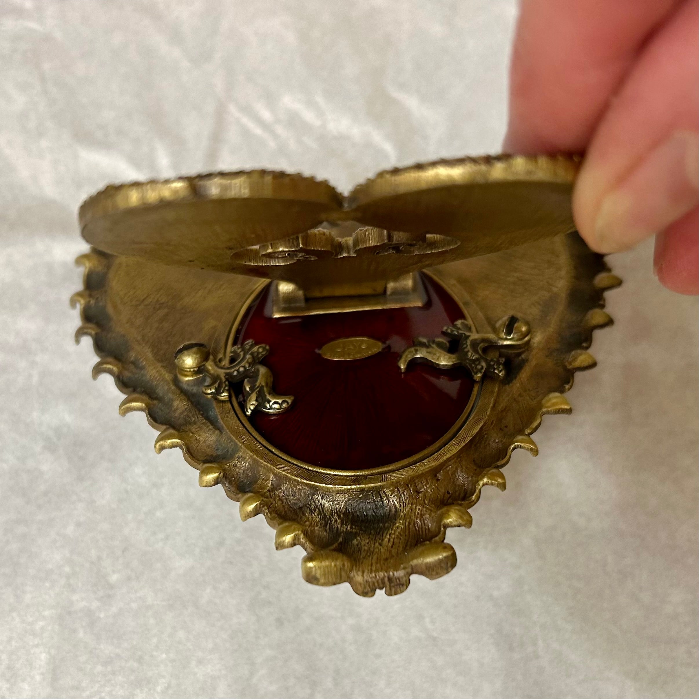 Jay Strongwater Petite Picture Frame, Easel Back, Heart Shaped, Brass, Enamel, Crystals, Sku: 033162
