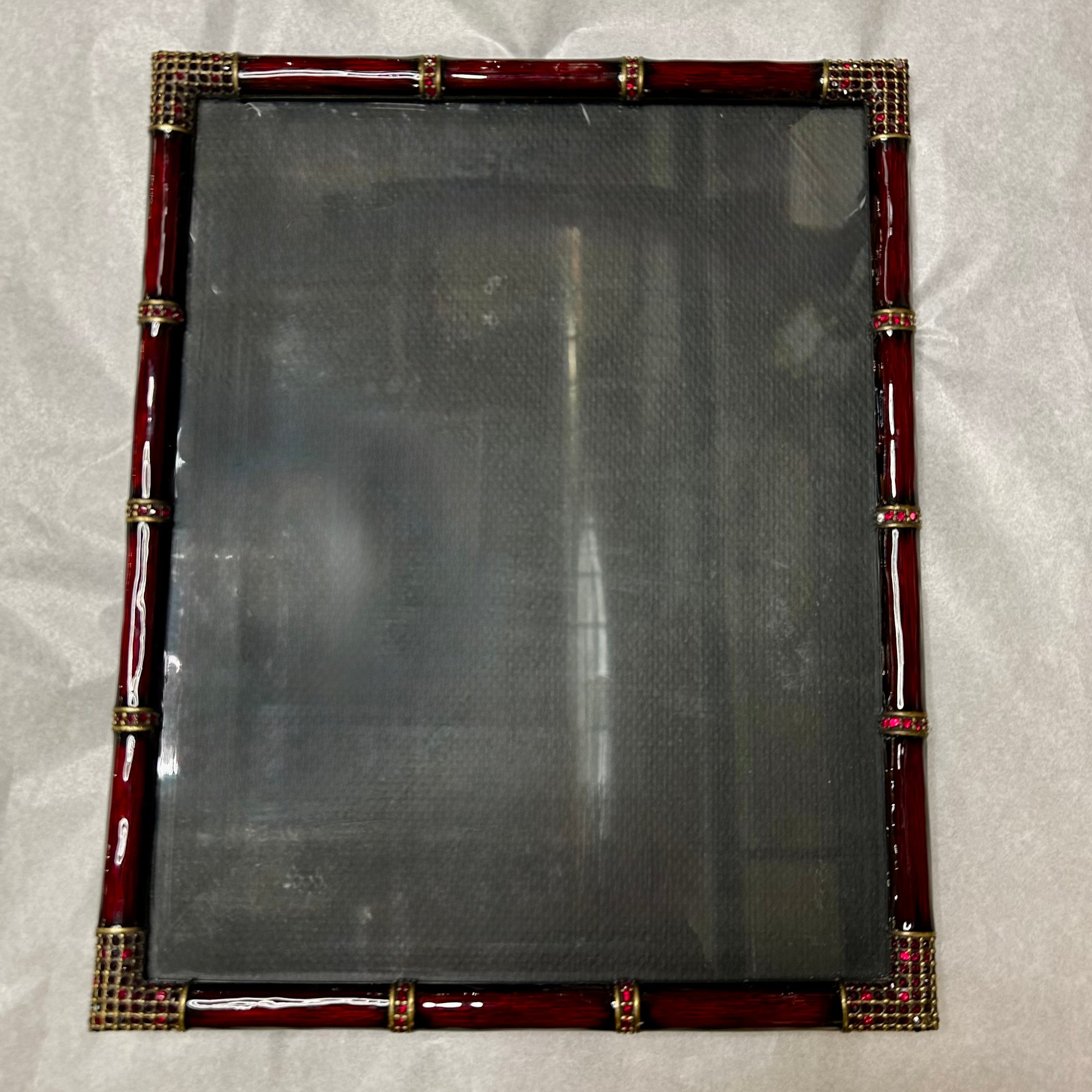 Jay Strongwater Petite Easel Picture Frame, Brass, Red Enamel, Crystals, Sku: 033163