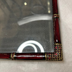 Jay Strongwater Petite Easel Picture Frame, Brass, Red Enamel, Crystals, Sku: 033163