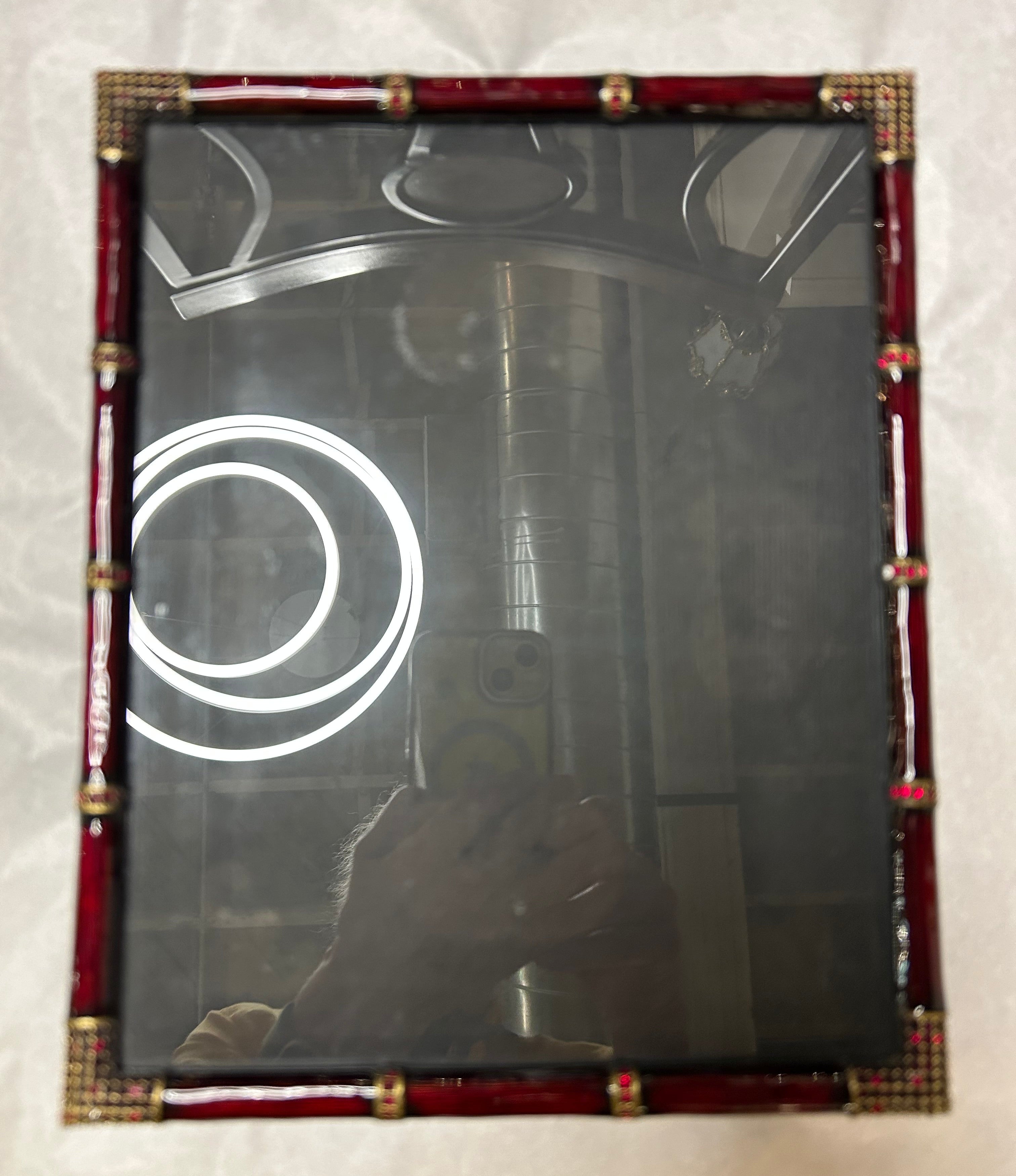 Jay Strongwater Petite Easel Picture Frame, Brass, Red Enamel, Crystals, Sku: 033163