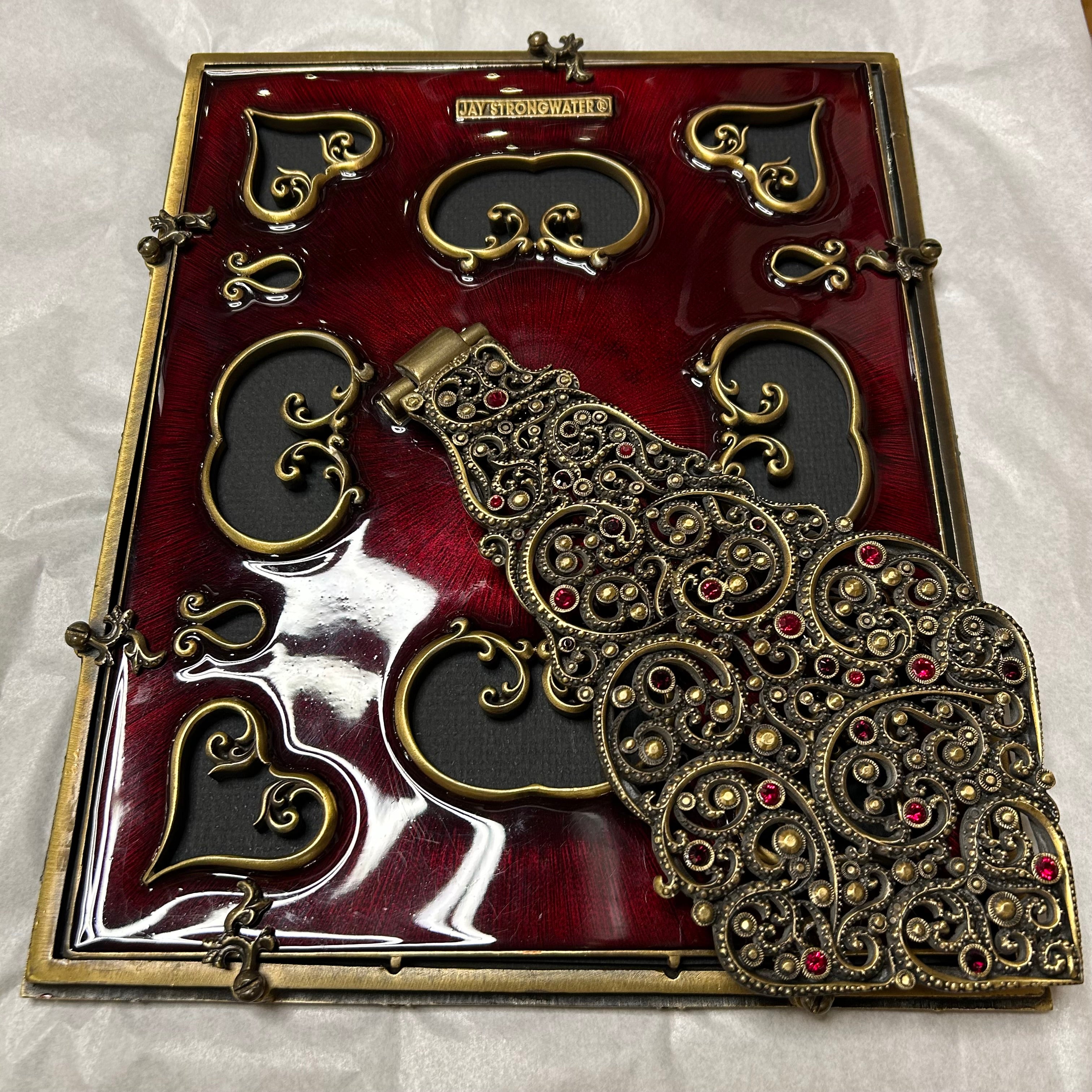 Jay Strongwater Petite Easel Picture Frame, Brass, Red Enamel, Crystals, Sku: 033163