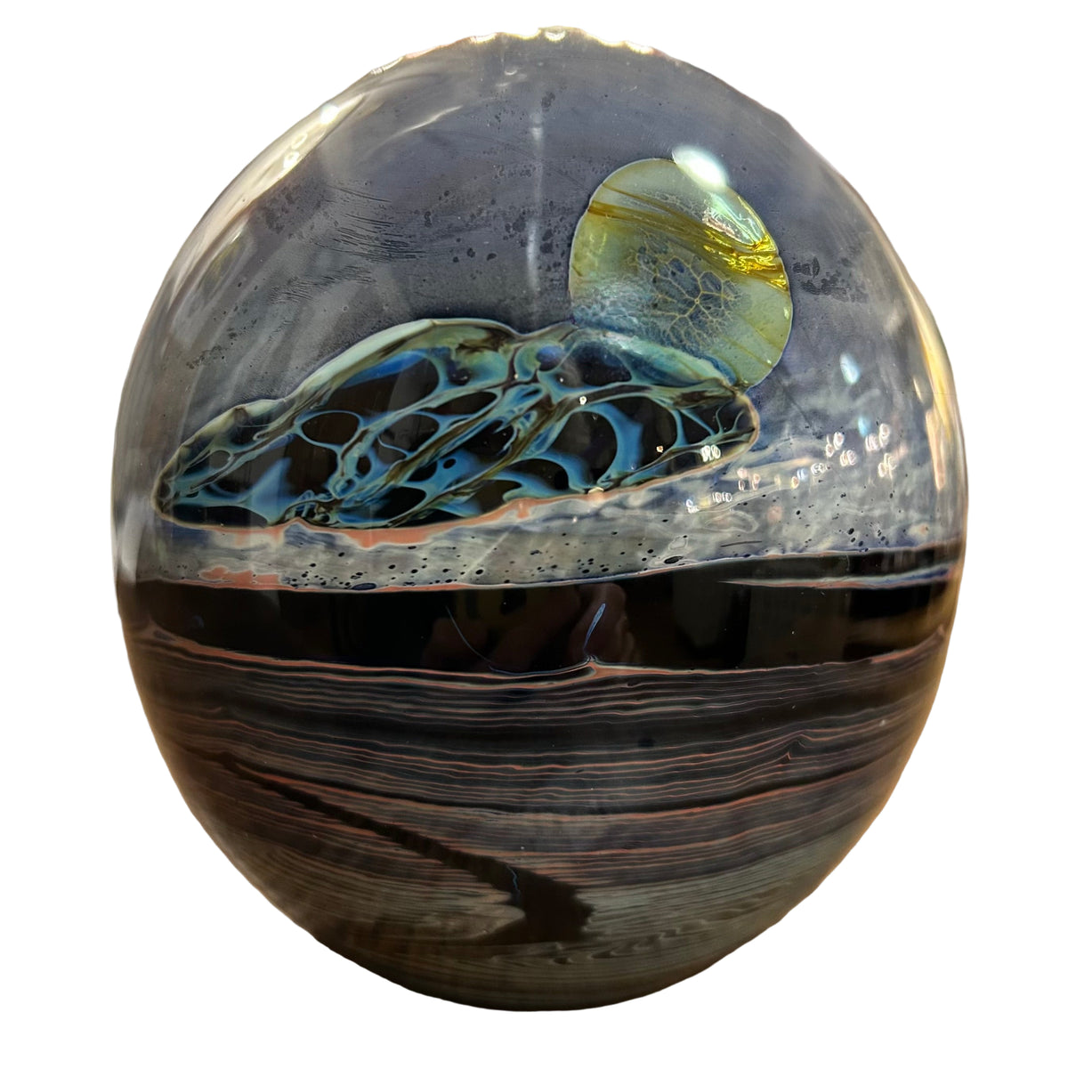 Art Glass Egg Incense Burner, Signed by Artist, Sku: 033174