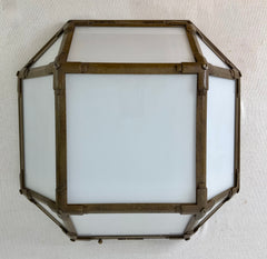 Visual Comfort, Morris 2 Light Flush Mount Fixture, Milk Galss and Antique Brass Finish, Sku: 032681