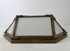 Visual Comfort, Morris 2 Light Flush Mount Fixture, Milk Galss and Antique Brass Finish, Sku: 032681