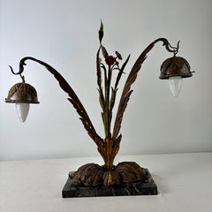Vintage Table Lamp, Two Arm, Floral Accents, Sku: 033207