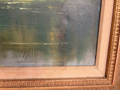 Vintage Forest Lake Scene by Dutch Artist Peter Volinger, Original Oil in Frame, Sku: 033173