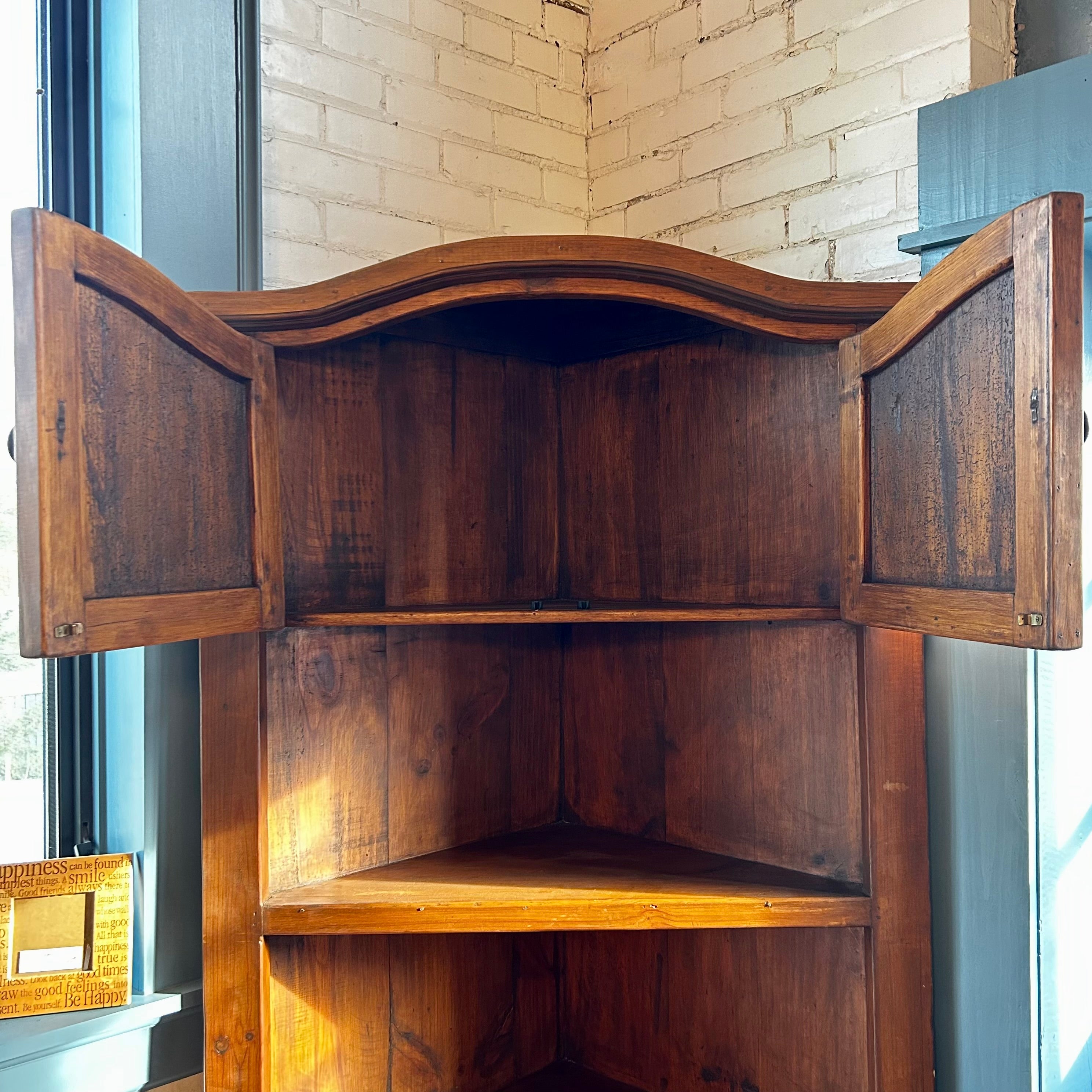 Corner Cabinet, Rustic, Solid Wood, Iron Hardware