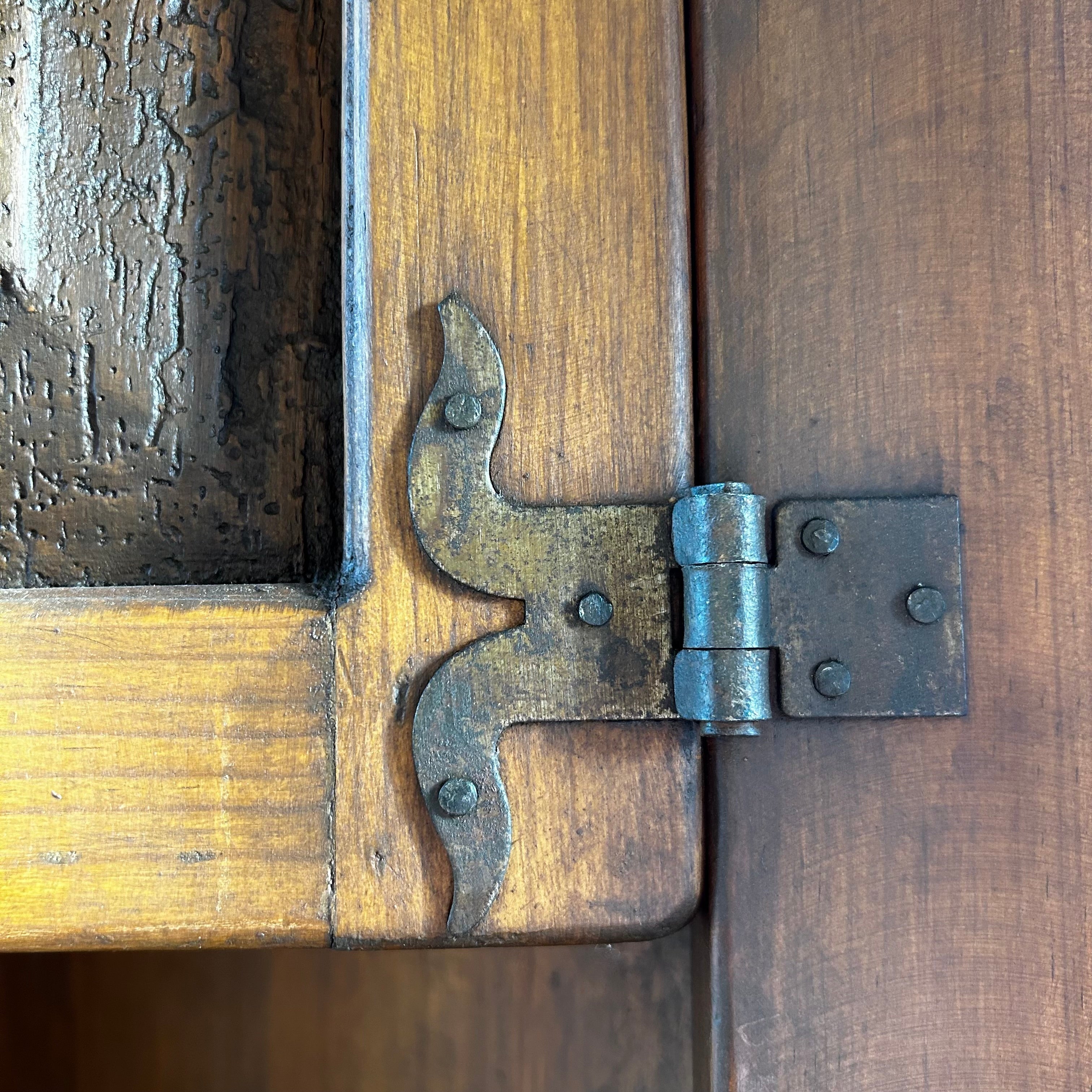 Corner Cabinet, Rustic, Solid Wood, Iron Hardware