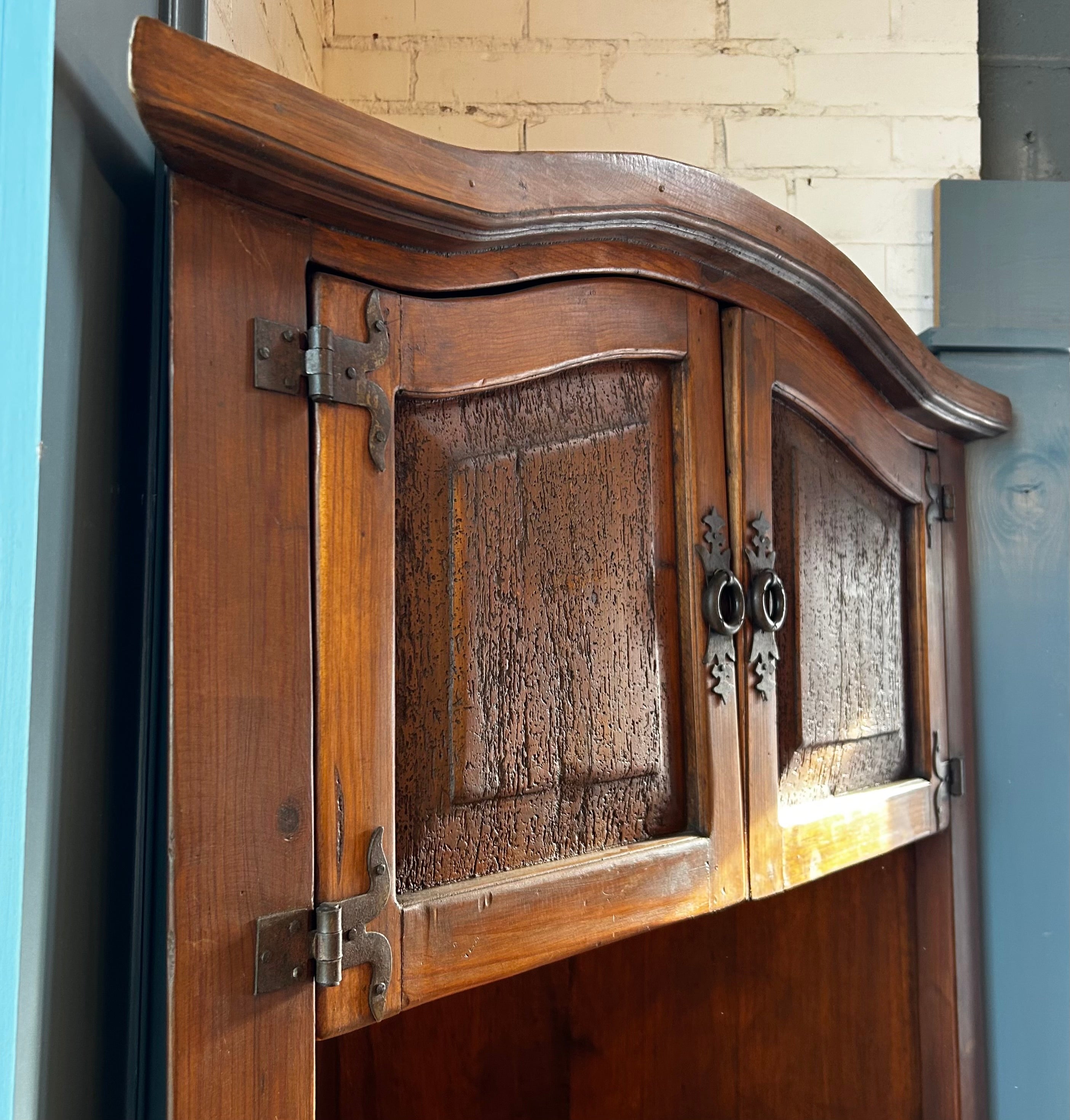 Corner Cabinet, Rustic, Solid Wood, Iron Hardware