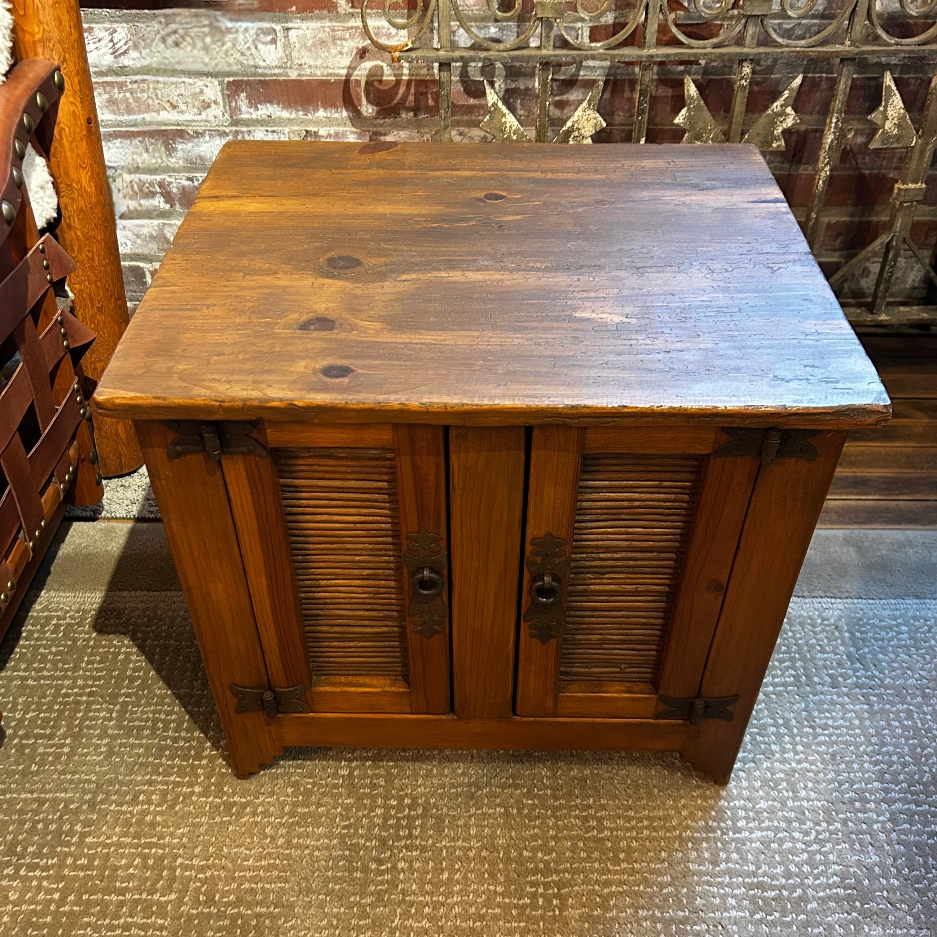 End Table, Rustic, Solid Wood, Iron Hardware