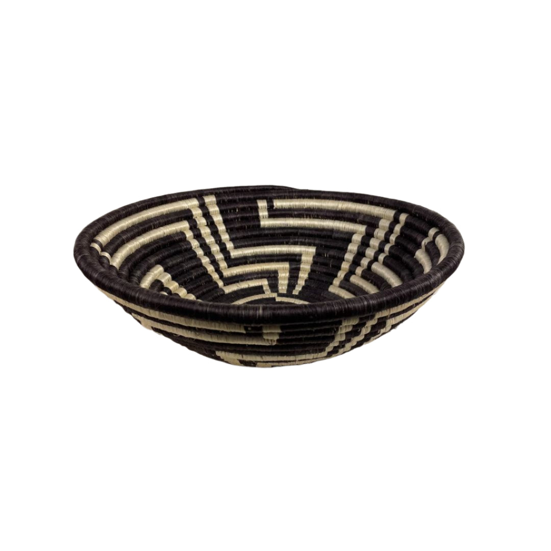 Dark brown Woven Basket With Cream Designs