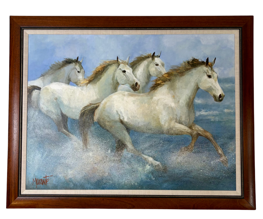 Gladys Morante Original Artwork, 4 Horses, Signed, Framed, Sku: 033197