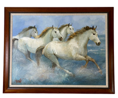 Gladys Morante Original Artwork, 4 Horses, Signed, Framed, Sku: 033197