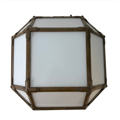 Visual Comfort, Morris 2 Light Flush Mount Fixture, Milk Galss and Antique Brass Finish, Sku: 032681