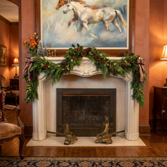 Fireplace Mantel, Solid Wood, Cream Painted Finish, Carved Shell Motif, Sku: 033595