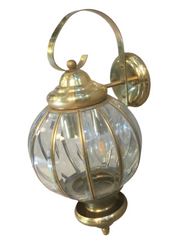 Brass Light Gallery Exterior Brass Sconce with Beveled Glass, Curved Base, Sku 033638