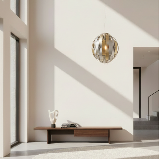 Valley Isle Lighting Pendant Designed by Max Sauze "Ribbon" Matte Silver Finish, Metal, sku: 033643
