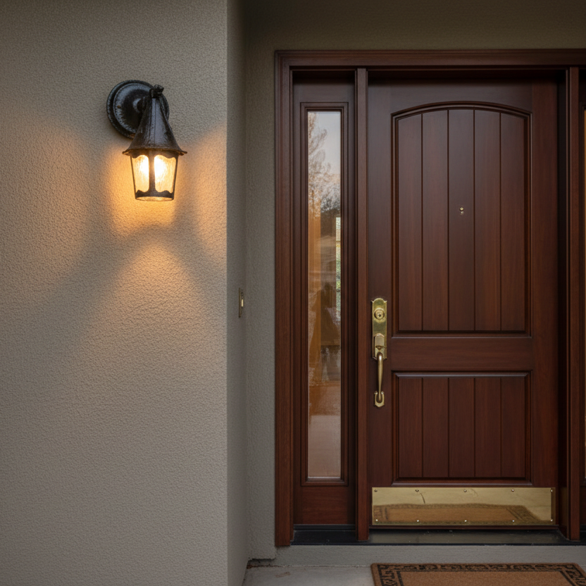 Exterior Wall Lantern, Cast Metal and Ripple Glass, Black Finish, Sku: 033459
