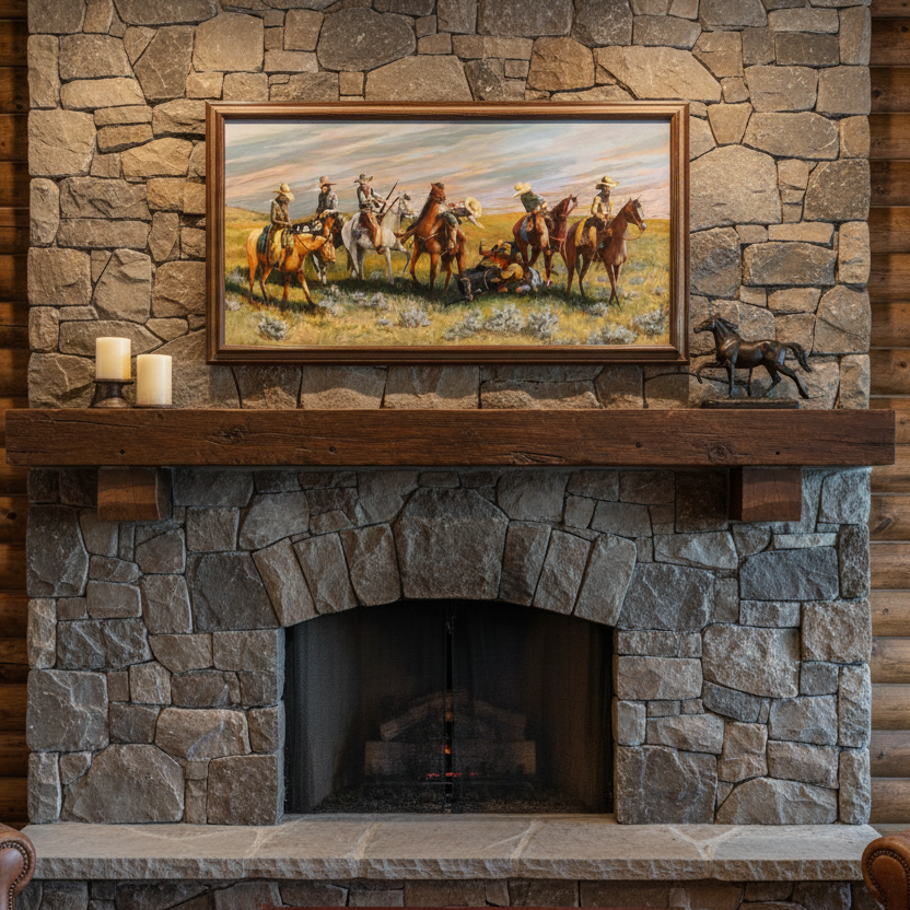 Original Acrylic on Canvas Signed by Artist, Kuhn Described as Cowboy Down, Sku 033450