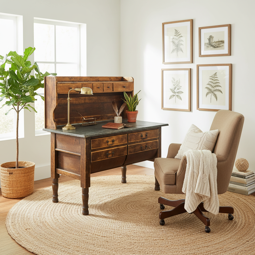 Primitive Possum Belly Wood/Metal Flour Bin Hutch, Sku: 033447