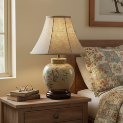 Wildwood Table Lamp, Crackle Finish on Porcelain, Bird and Floral Motif, Sku: 033428