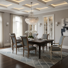 Set of 6 Dining Chairs, Wood, Striped Upholstery, Sku: 033389